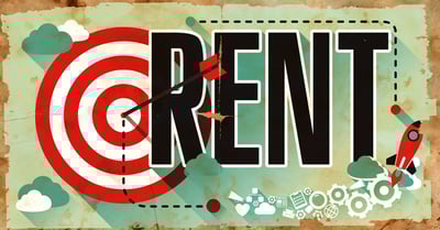 Rent on Old Poster  in Flat Design.