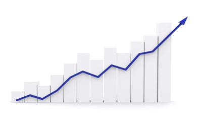 business chart representing growth and success - isolated over a white background